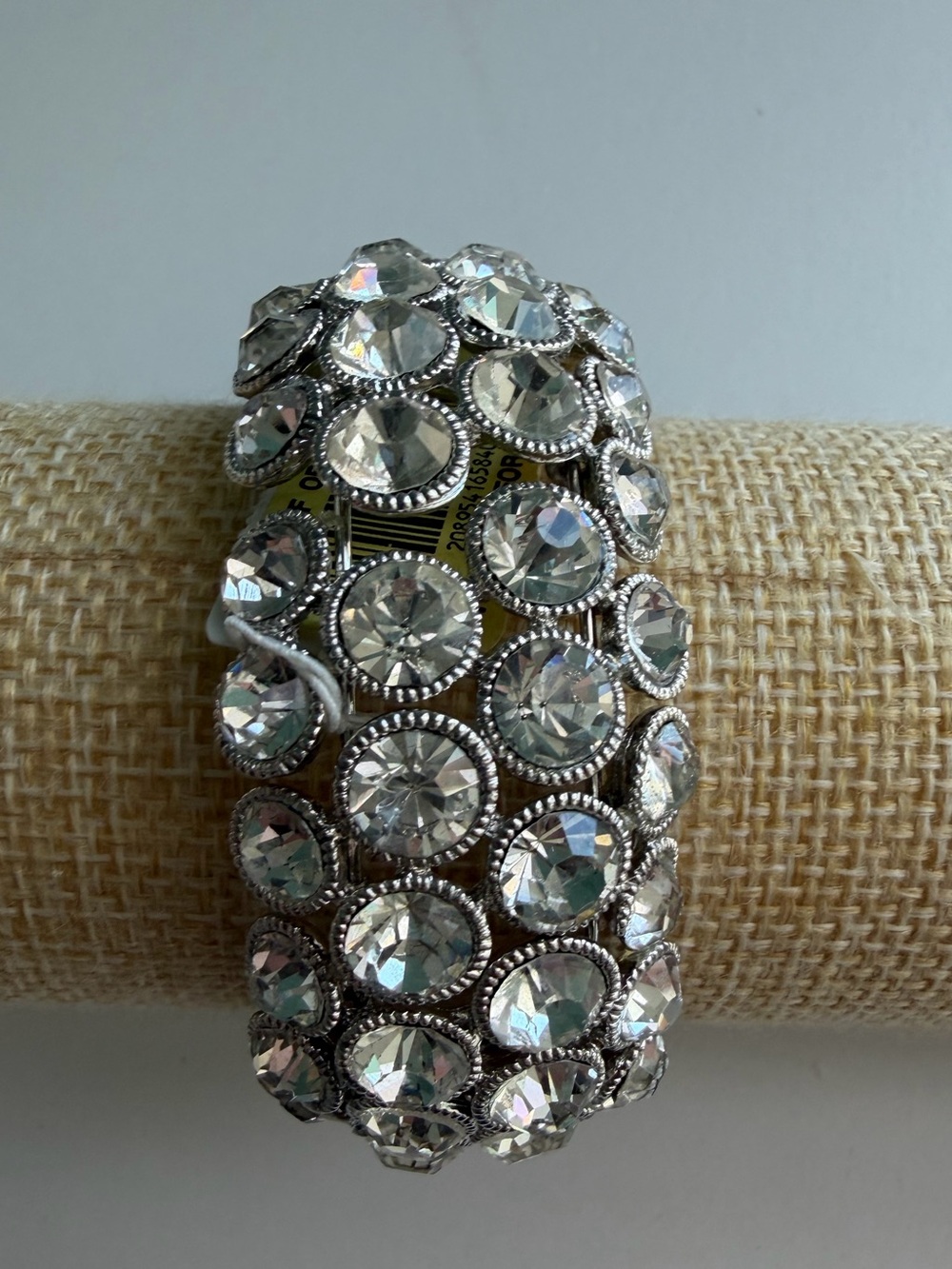 Natasha Couture Wide Crystal Rhinestone Statement Stretch Bracelet